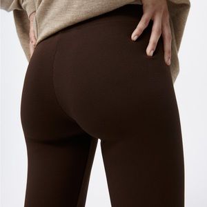 Zara mini flared thick knit pants brown size s